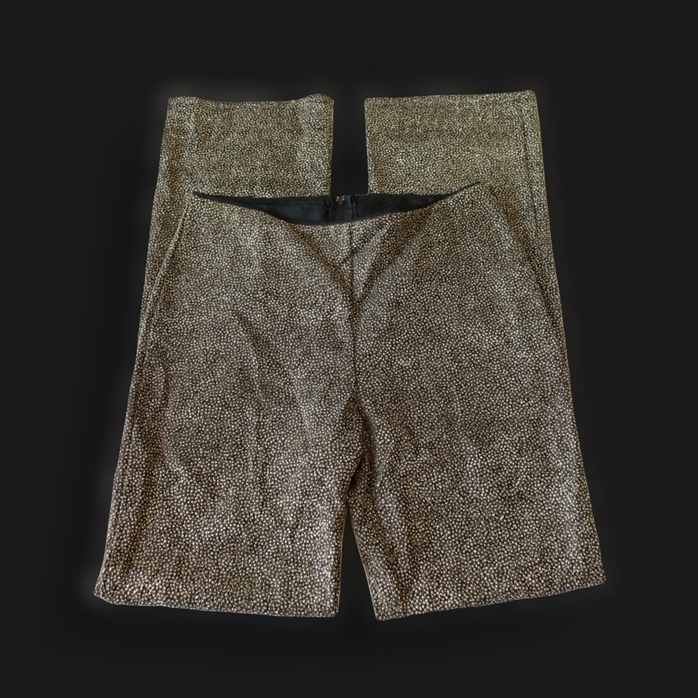 Just In Time | 90s-Y2K Black and Gold Textured Fabric Flared pants - M